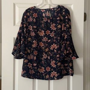Nordstrom Black floral Blouse